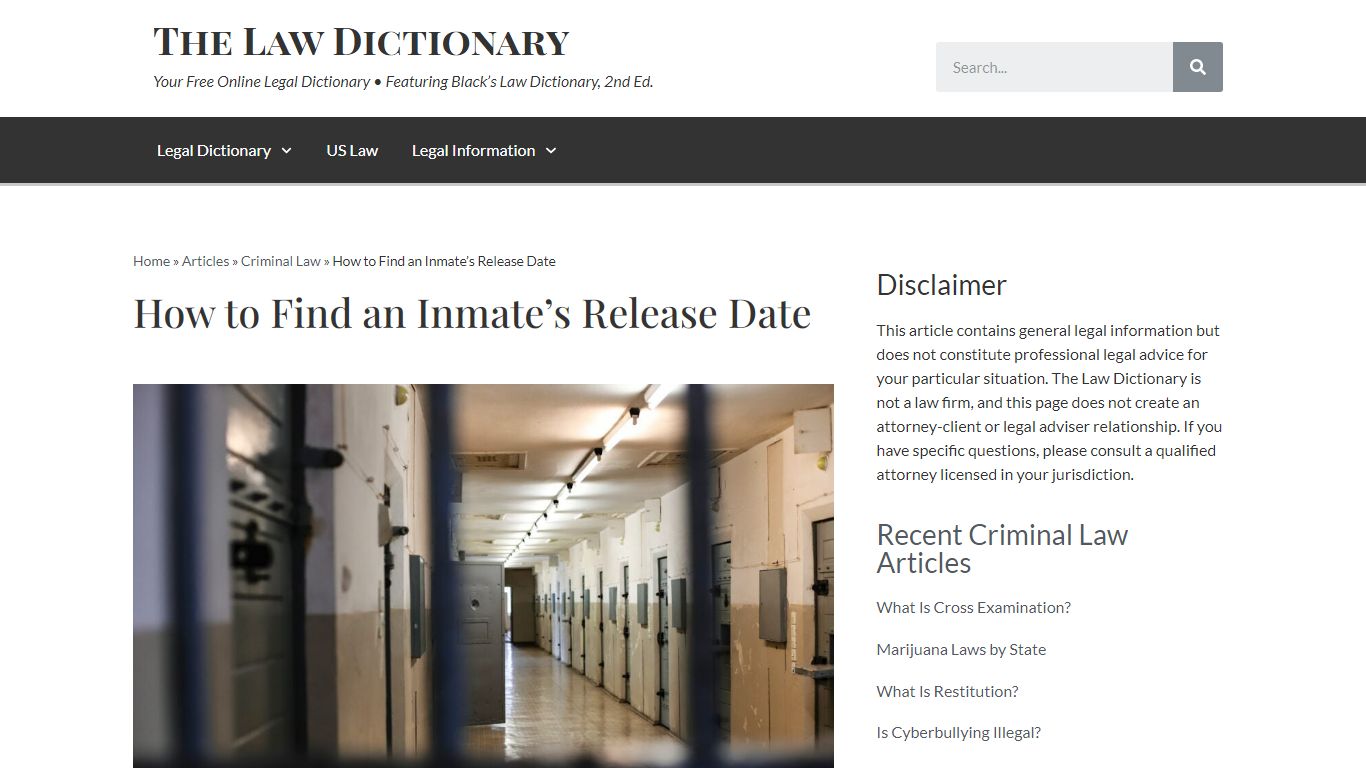 How To Find An Inmate's Release Date - The Law Dictionary